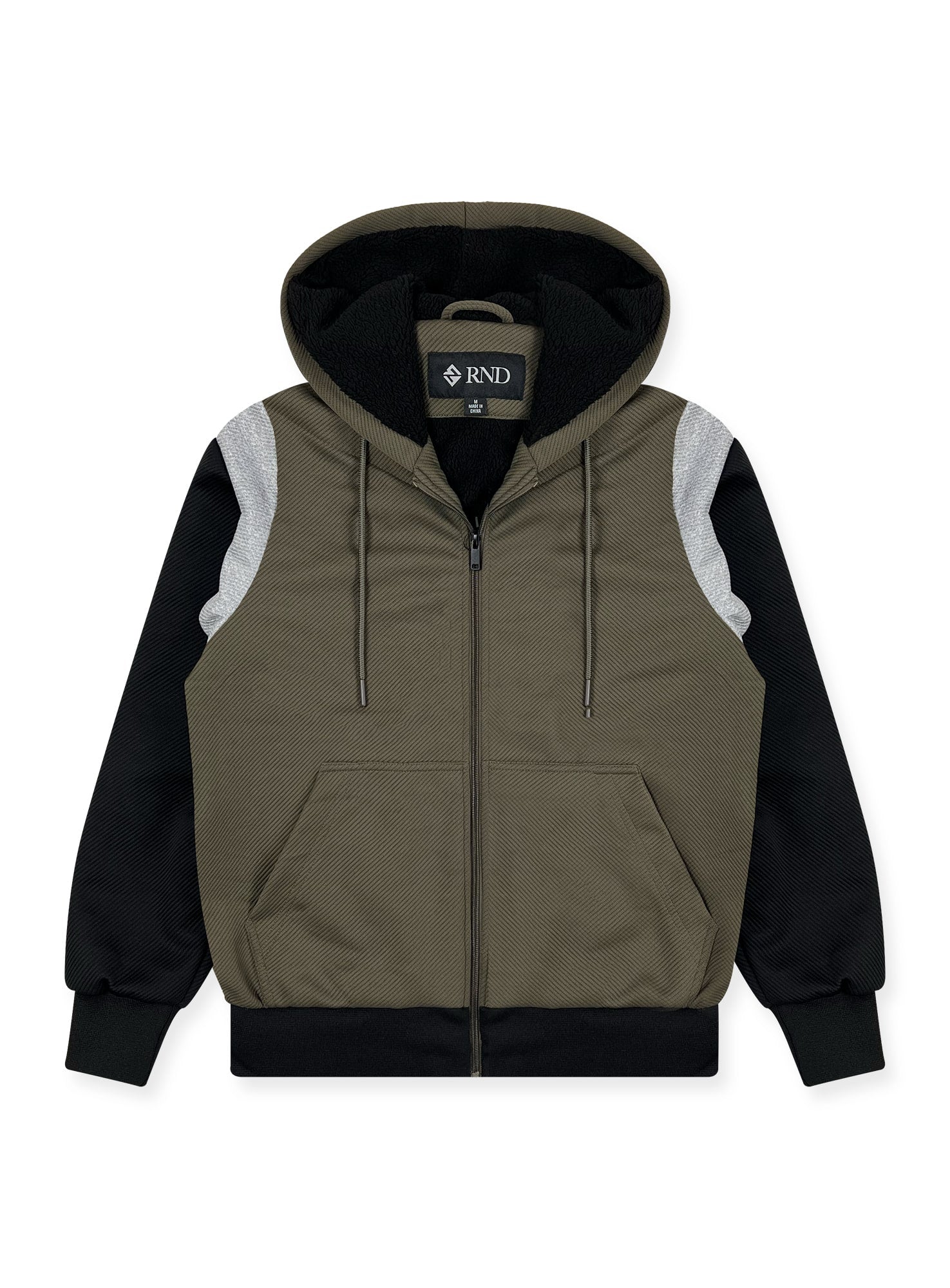 Men's Sherpa-Lined Textured Hoodie #105