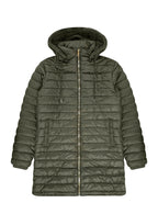 Women’s Longline Hooded Puffer Jacket with Sherpa Lining #22