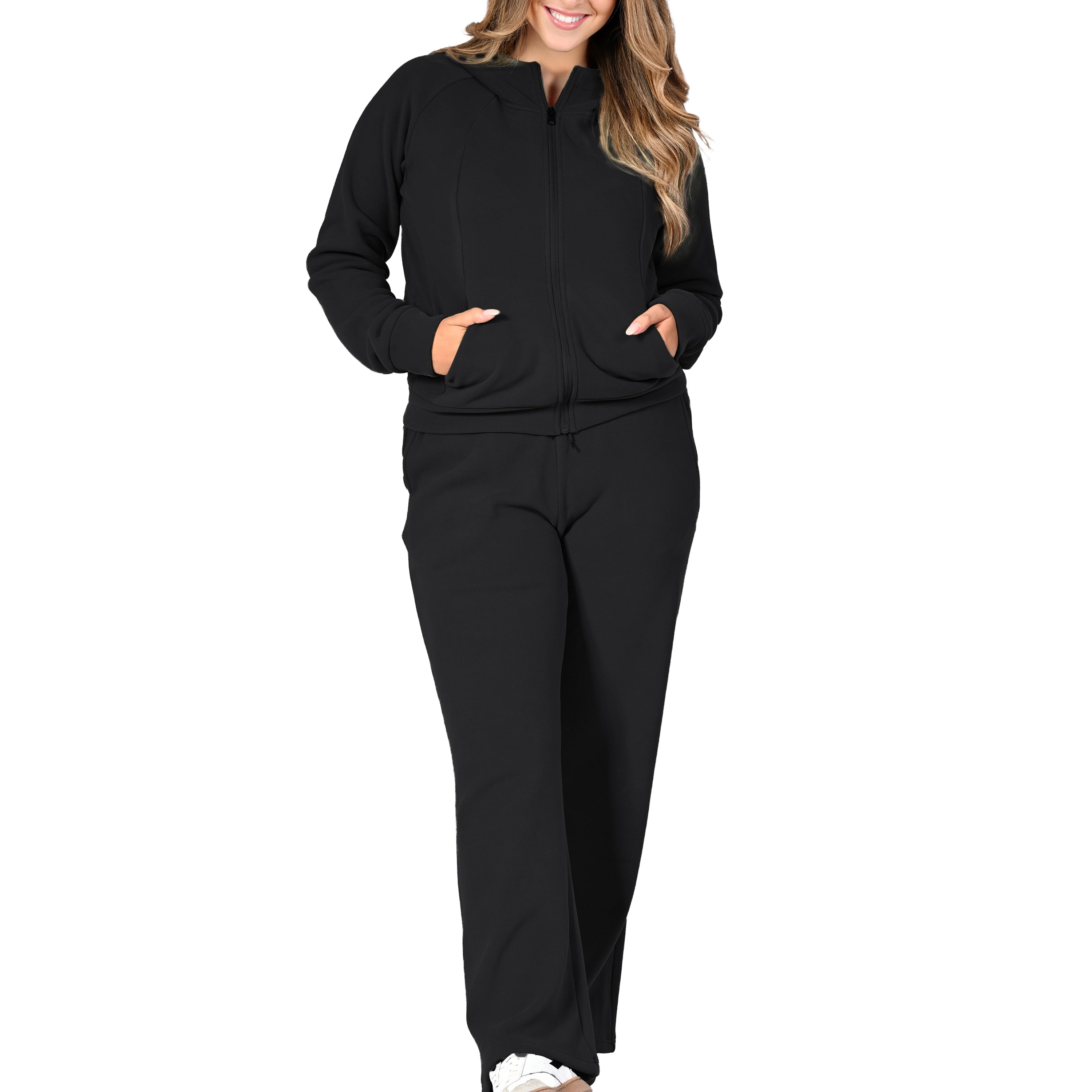 Women’s Zip-Up Jacket & Wide-Leg Pants Set #13