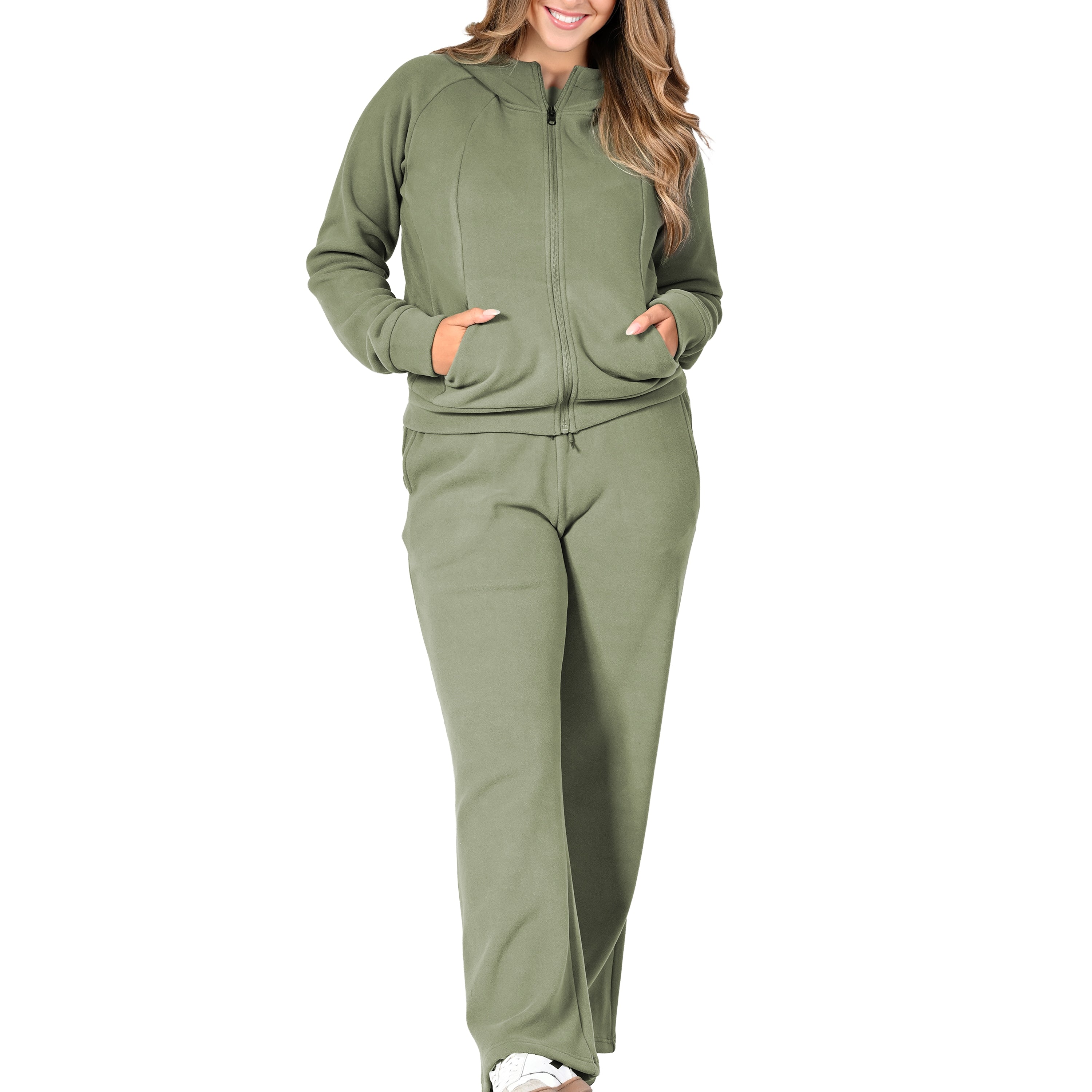 Women’s Zip-Up Jacket & Wide-Leg Pants Set #13