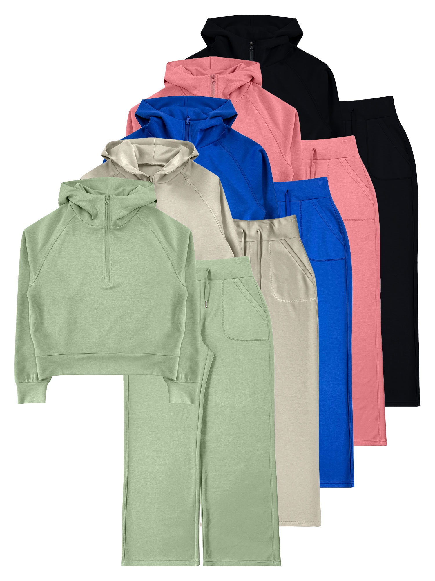 Women’s Soft Touch Half-Zip Hoodie & Wide-Leg Pants Set #23