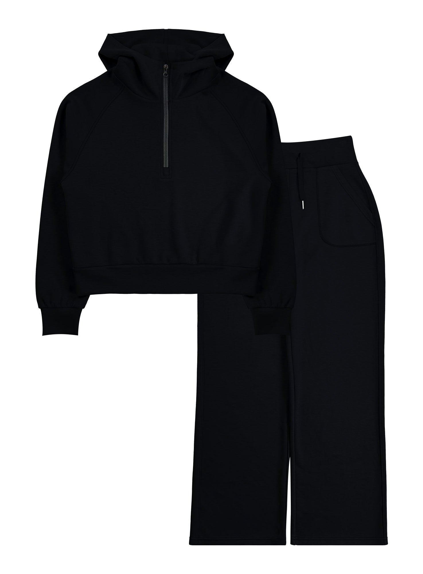 Women’s Soft Touch Half-Zip Hoodie & Wide-Leg Pants Set #23