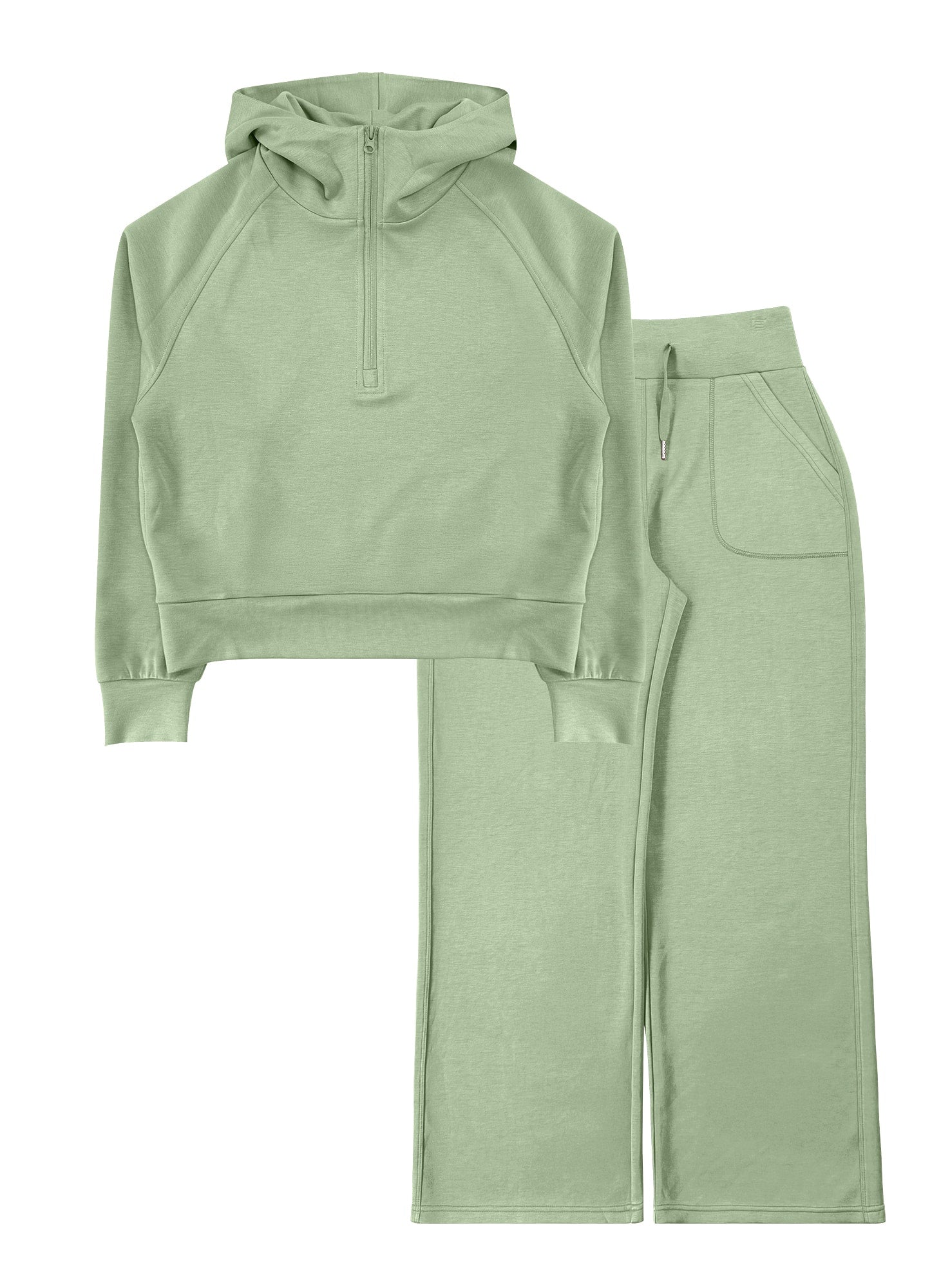 Women’s Soft Touch Half-Zip Hoodie & Wide-Leg Pants Set #23