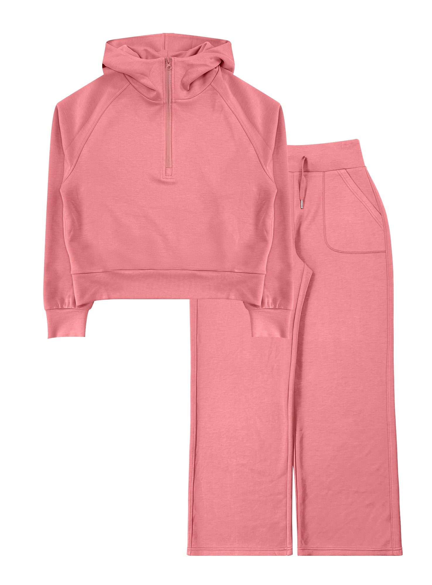 Women’s Soft Touch Half-Zip Hoodie & Wide-Leg Pants Set #23
