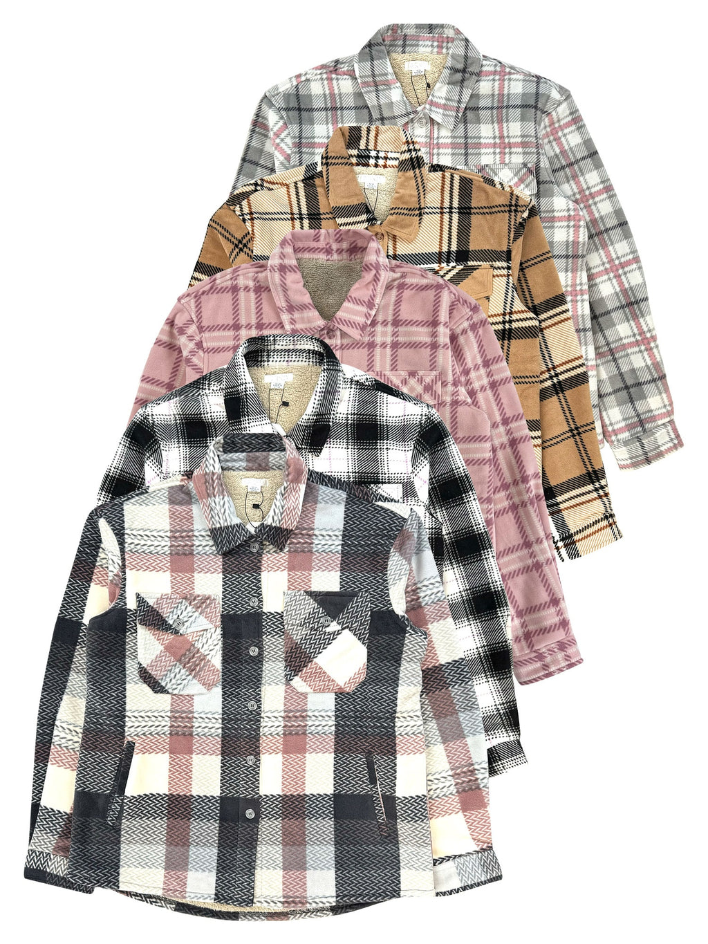 Ladies' Plush Shacket with Sherpa Lining #35