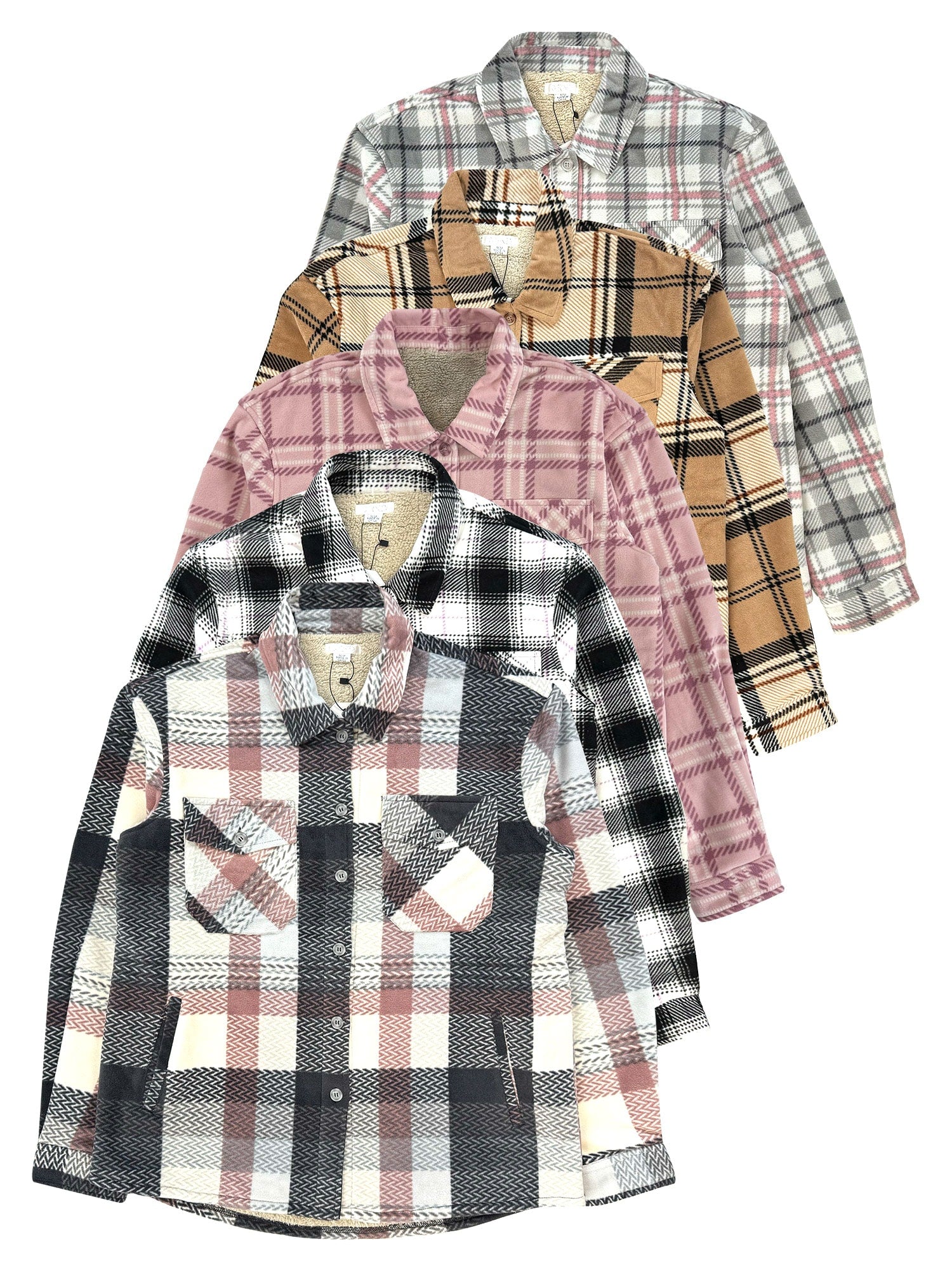 Ladies' Plush Shacket with Sherpa Lining #35
