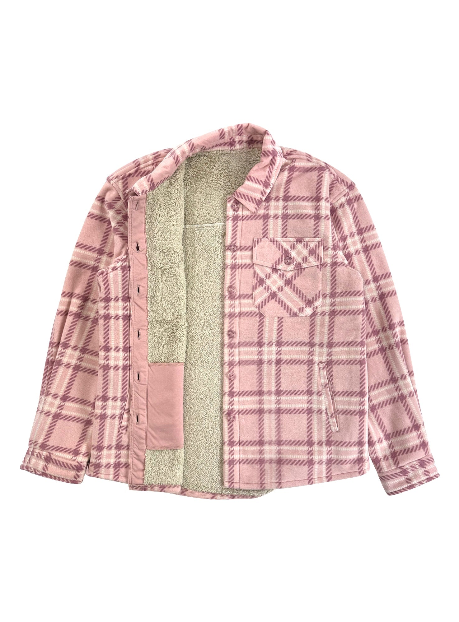 Ladies' Plush Shacket with Sherpa Lining #35