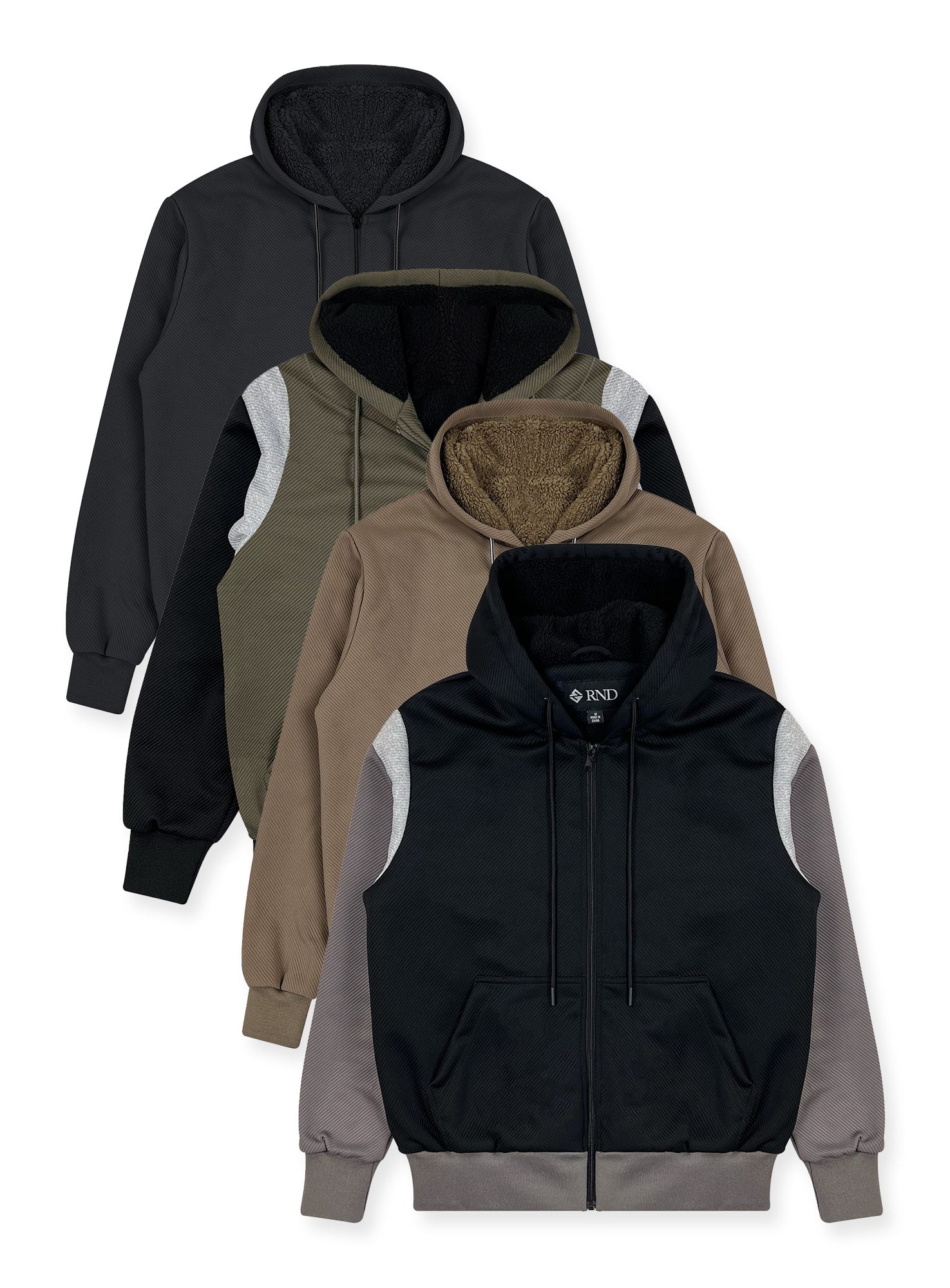 Men's Sherpa-Lined Textured Hoodie #105