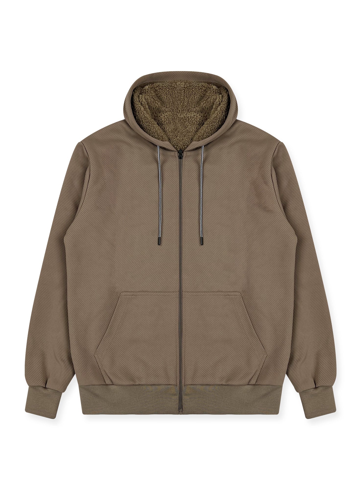 Men's Sherpa-Lined Textured Hoodie #105