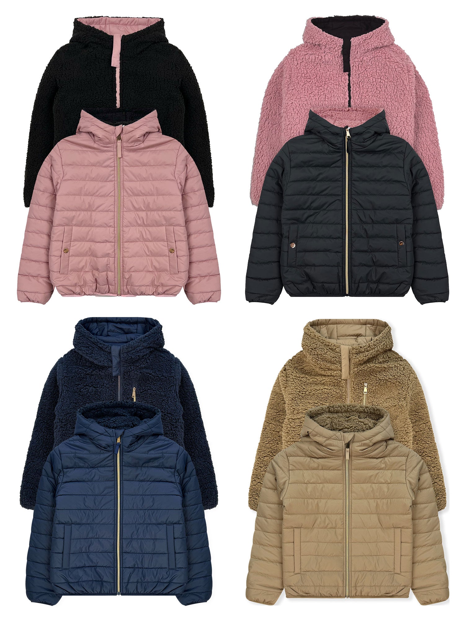Girls' Reversible Jacket With Sherpa Lining #97