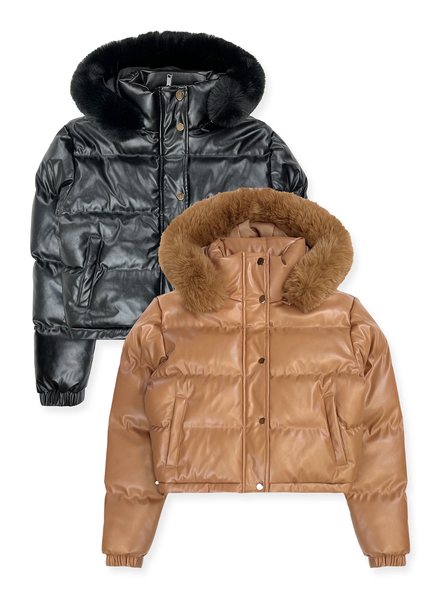 Ladies' Crop Faux Leather Jacket #J18