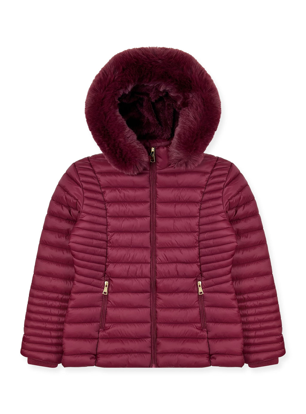 Ladies' Puffer Jacket with Faux Fur Hood #J25