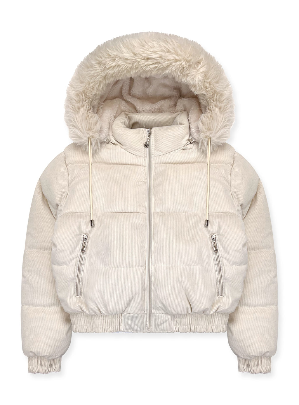 Ladies' Faux Fur Hooded Puffer Jacket #N01