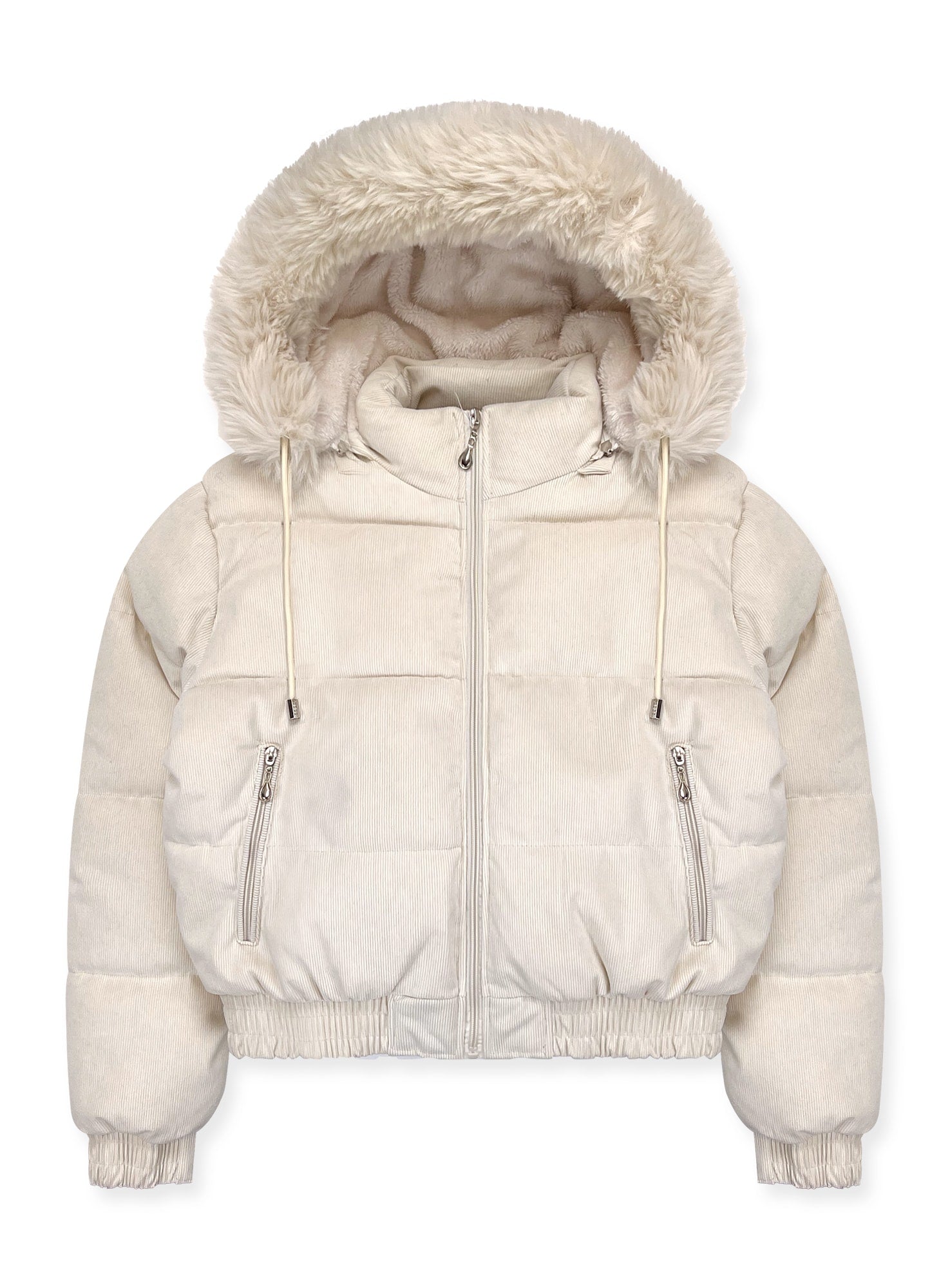 Ladies' Faux Fur Hooded Puffer Jacket #N01