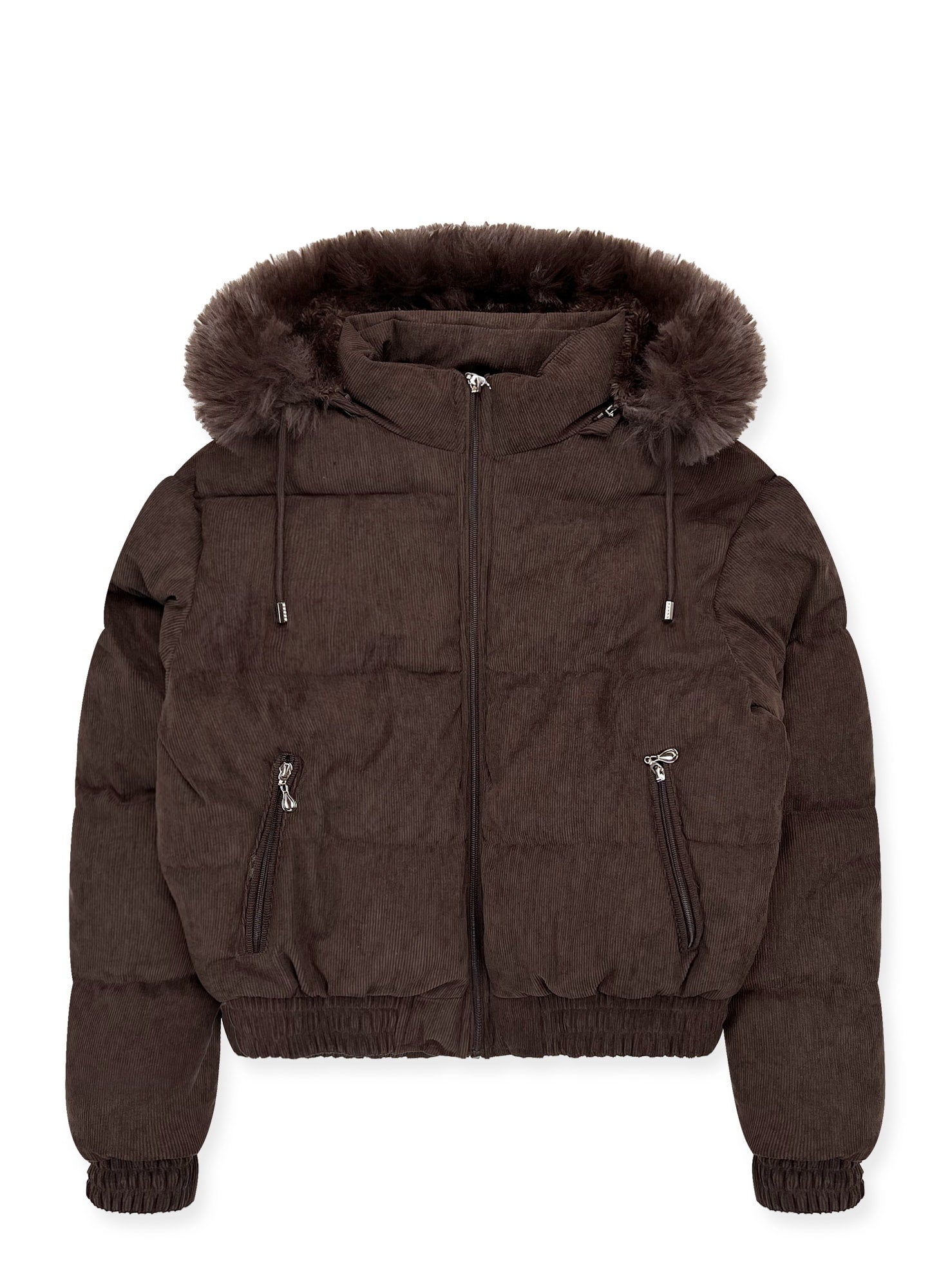 Ladies' Faux Fur Hooded Puffer Jacket #N01