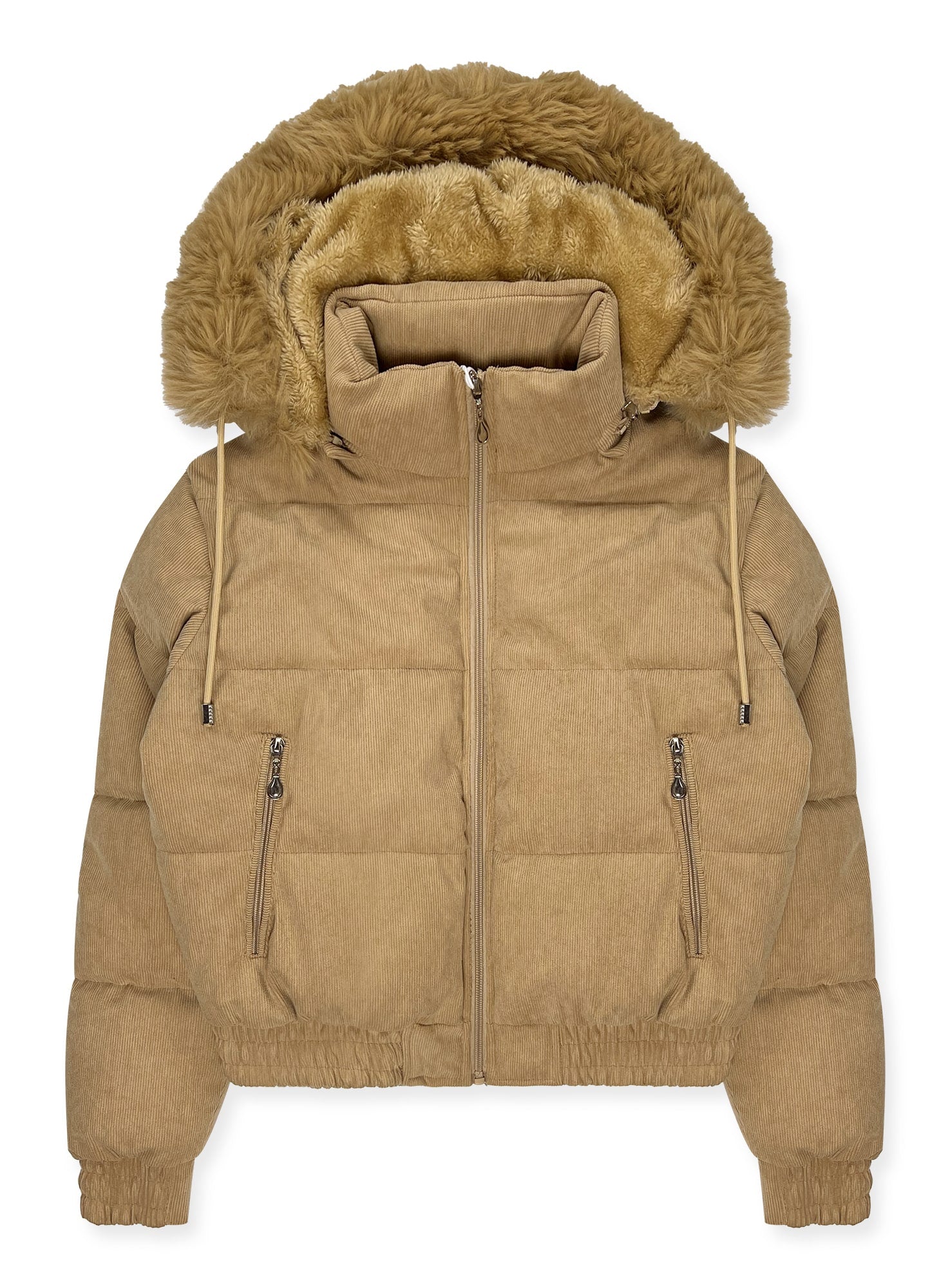Ladies' Faux Fur Hooded Puffer Jacket #N01