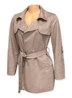 Ladies' Long Faux Suede Trench Coat #U21