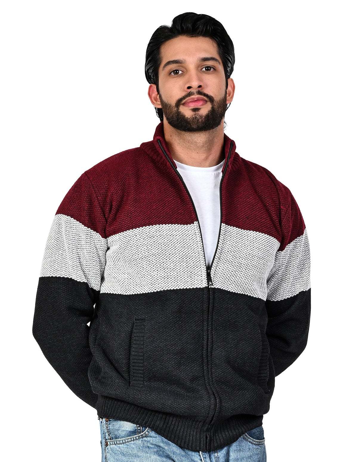 Men's Striped Bonded Sweater #09