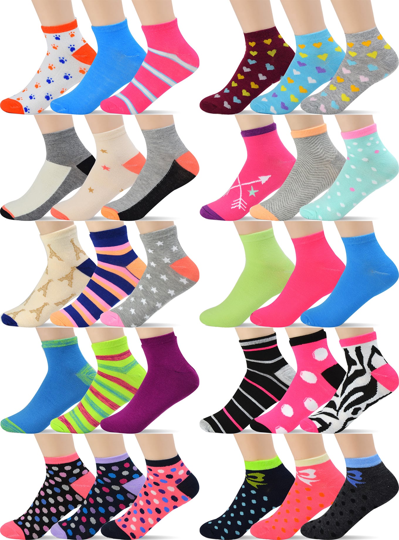 Girls' Assorted Design Socks (Dozen)